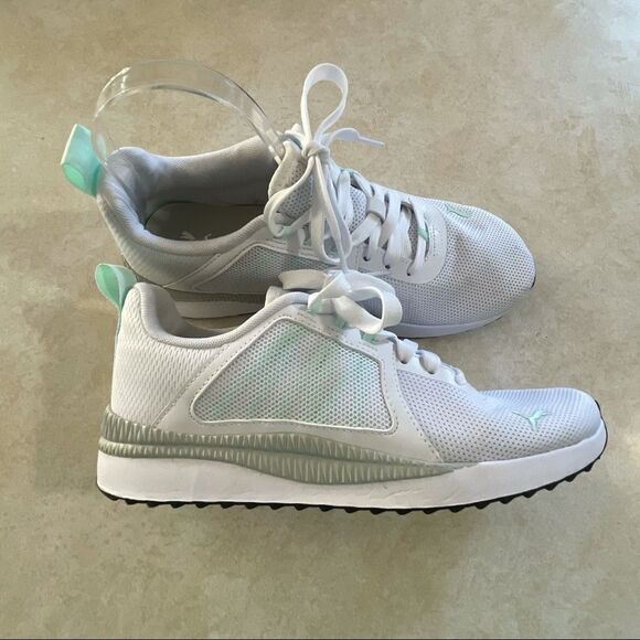 Women’s Puma Pacer Net shoes size 7.5 white mint - Picture 1 of 7